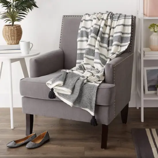 DII&reg; Black & Mineral 2-Tone Chevron Stripe Throw {6}