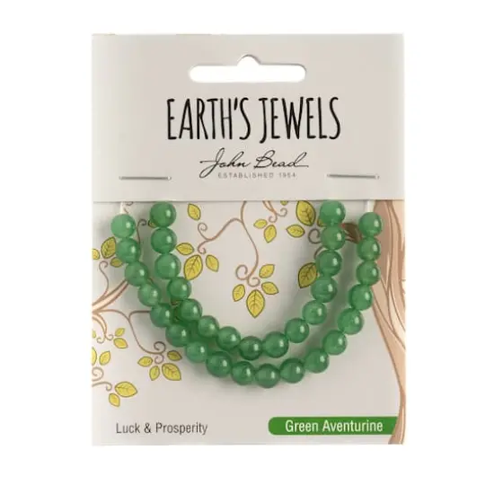 John Bead Earth's Jewels Natural Stone Round Beads, 6mm Green Aventurine {3}
