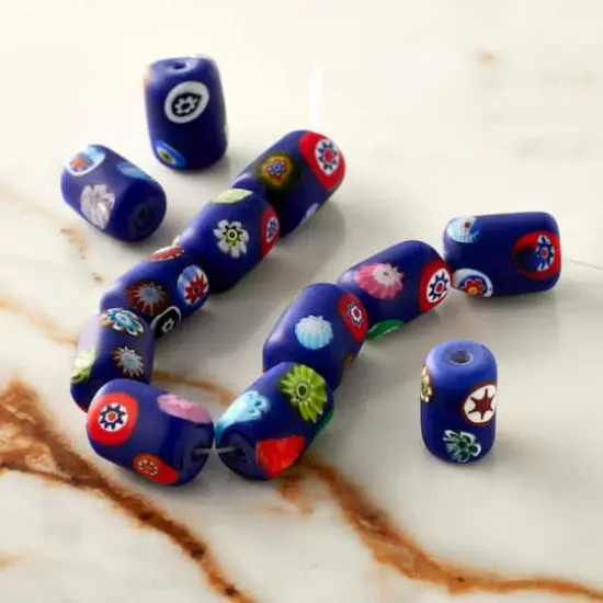 Blue Millefiori Tube Beads by Bead Landing&reg; {3}