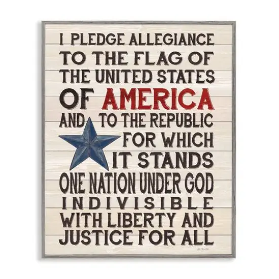 Stupell Industries Pledge of Allegiance Patriotic Framed Giclee Art Gray {1}