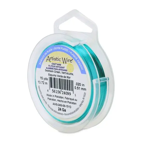 Artistic Wire&reg; 24 Gauge Silver Plated Tarnish Resistant Colored Copper Craft Wire, 15yd. Seafoam Green {1}