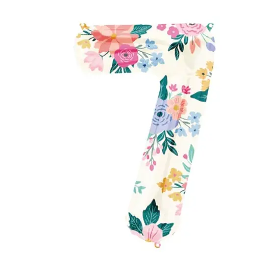 34" Floral Number Foil Balloon 7 {1}