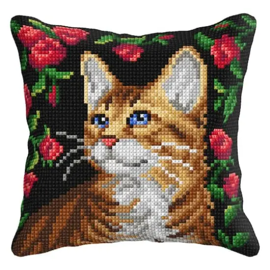 Orchidea Cushion Cross Stitch Kit Cat {1}