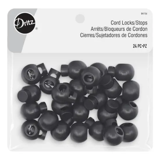 Dritz&reg; 7/8" x 11/16" Black Cord Locks/Stops, 24ct. {1}