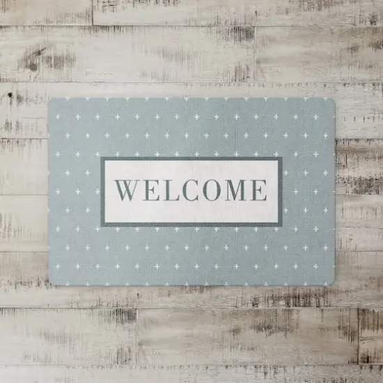 Welcome Plus Floor Mat White/Green {3}