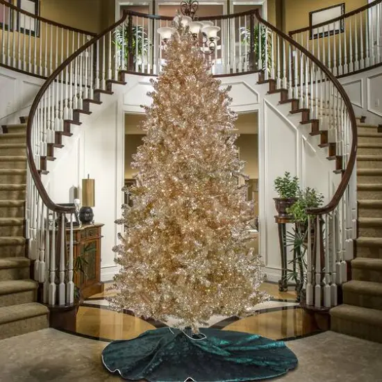 9ft. Pre-Lit Platinum Metallic Artificial Christmas Tree, White LED Lights {3}