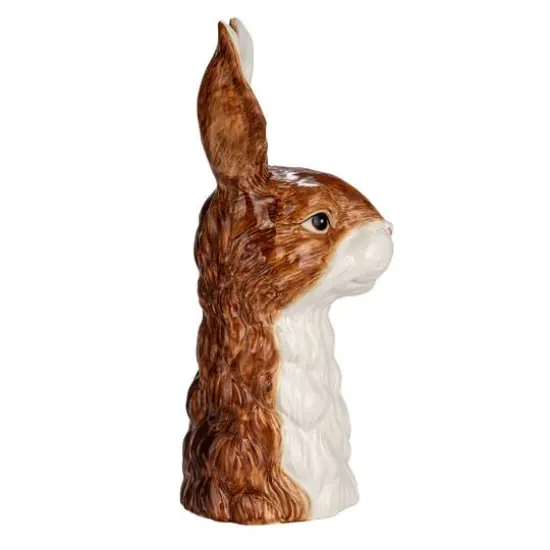 Hello Honey&reg; 11.75" Brown & White Hand-Painted Decorative Stoneware Rabbit Vase {9}