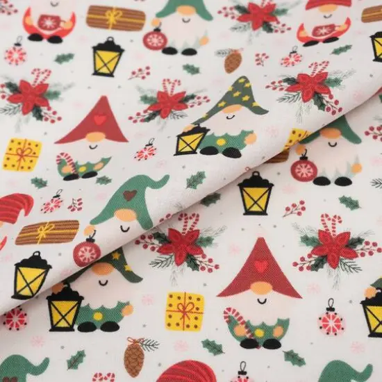 SINGER Christmas Holiday Gnomes Cotton Fabric {1}