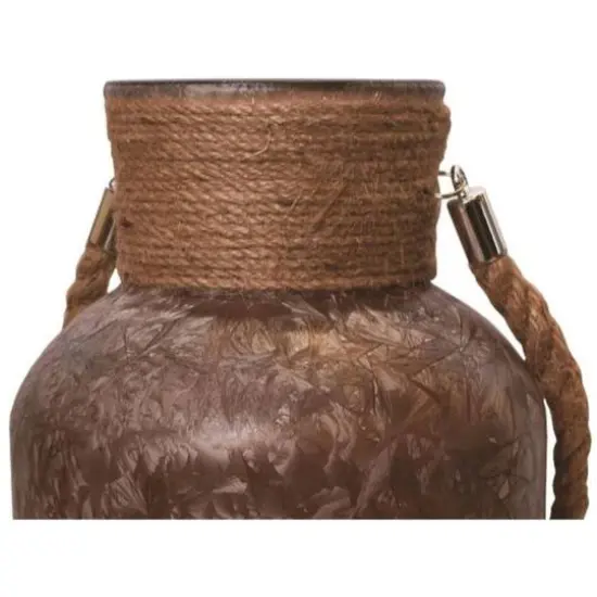 12" Brown Winter Scene Christmas Pillar Candle Lantern {4}