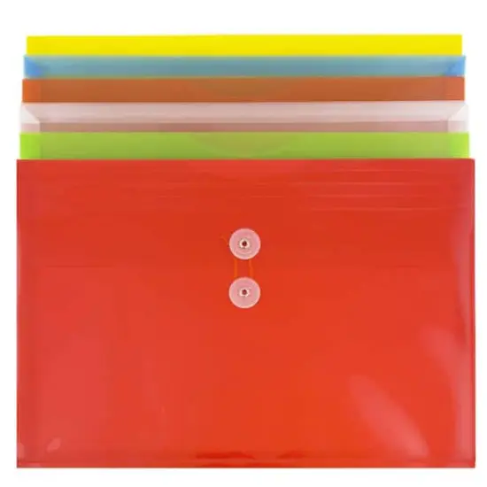 JAM Paper 9.75" x 14.5" Plastic Button & String Tie Closure Envelopes, 6ct. {4}