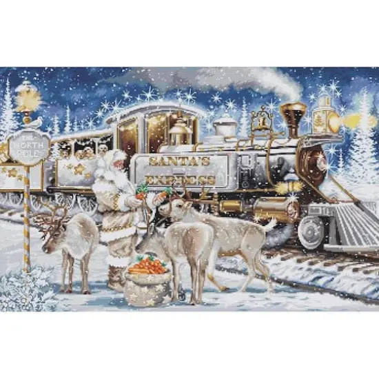 Luca-S Santa's Express in White Counted Cross Stitch Kit {1}