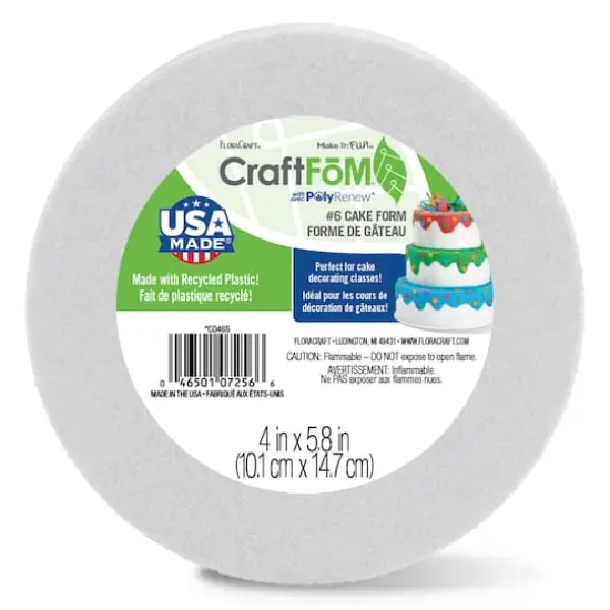 FloraCraft&reg; CraftFōM 6" Cake Form, White {3}