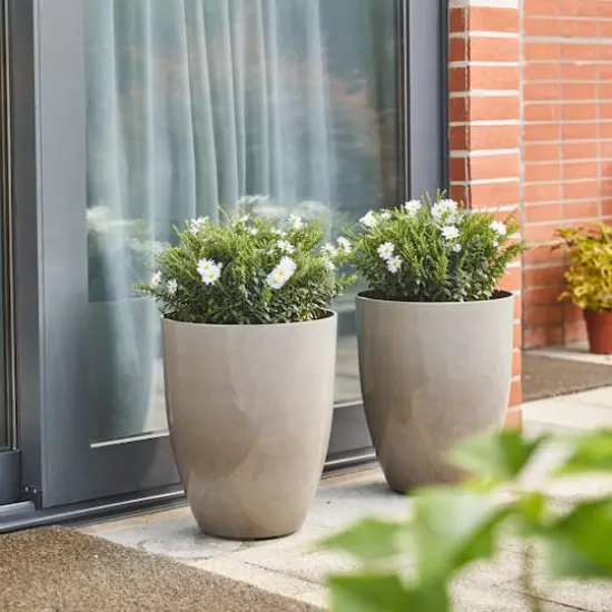 Glitzhome&reg; 17" Eco-Friendly Oversized Faux Ceramic Tall Bowl Planters, 2ct. Sand Beige {3}