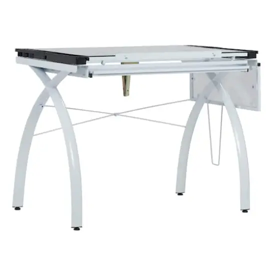 Studio Designs Futura Glass Top Craft Station with Folding Shelf in White {6}