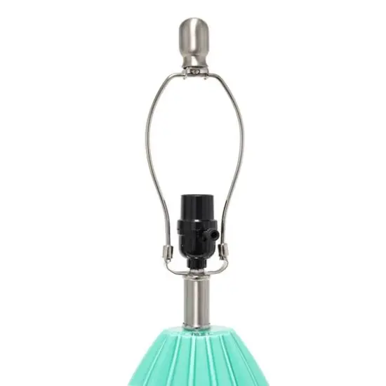 Lalia Home 23" Pleated Table Lamp with White Fabric Shade Seafoam and White {7}