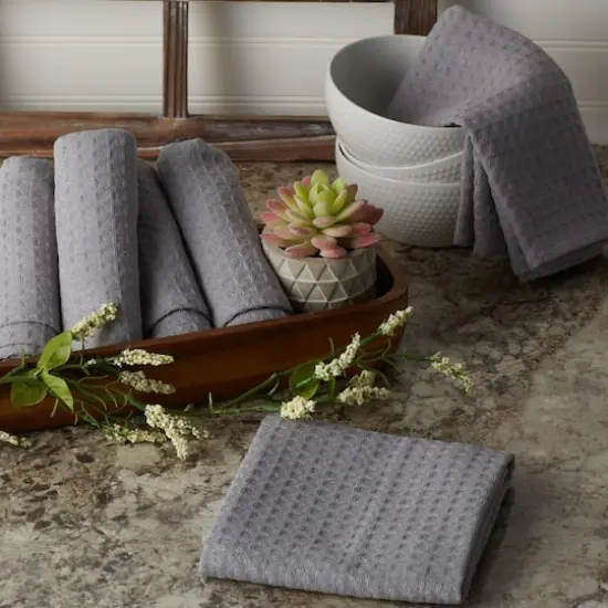 DII&reg; Gray Recycled Cotton Waffle Dish Towels, 6ct. {3}