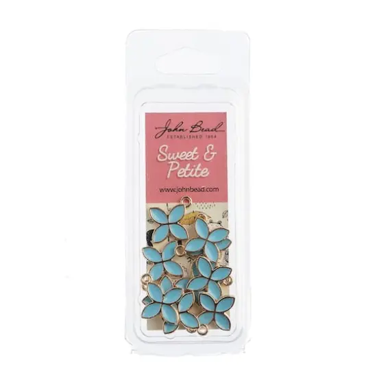 John Bead Sweet & Petite Four Petals Charms, 10ct. Light Blue {3}