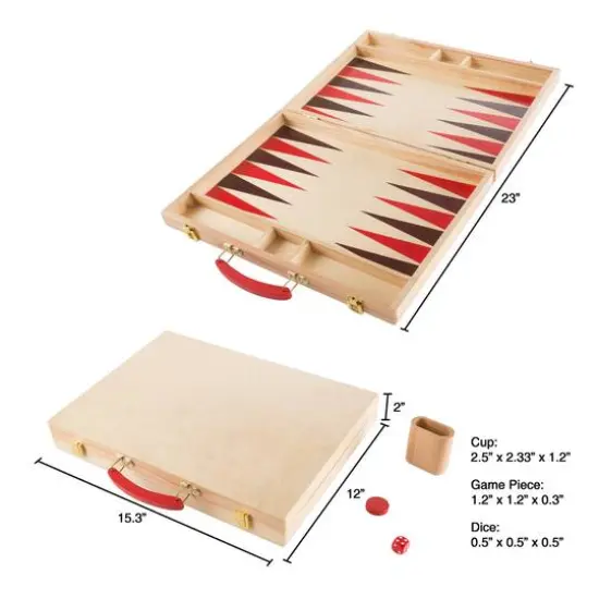 Toy Time Wooden Backgammon Board Game Set {3}