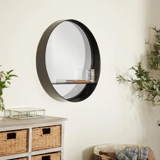 Black Iron Contemporary Wall Mirror, 24" x 24" x 5" {7}