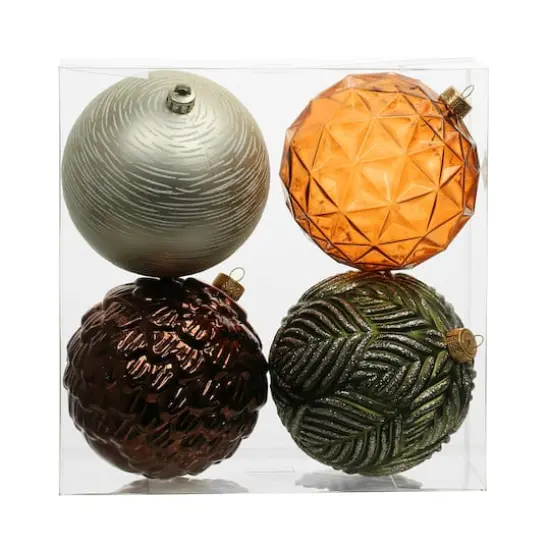 Assorted 4.7" Gold & Black Textured Shatterproof Ball Ornaments, 4pc. by Ashland&reg; {8}