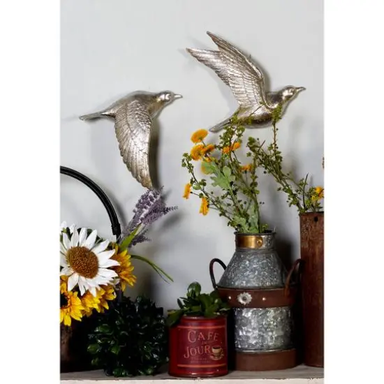 Silver Polystone Farmhouse Birds Wall Decor Set {8}