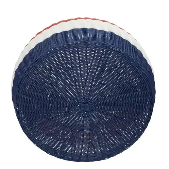 Household Essentials 9" Metal Woven Storage Ottoman Blue Stripe {6}