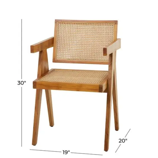 Brown Teak Wood Modern Accent Chair, 20" x 19" x 30" {7}