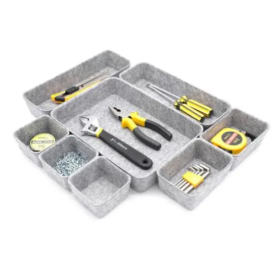 Welaxy Felt 8 Piece Drawer Organizer Tray Set Gray {8}