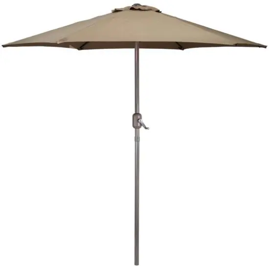 7.5ft. Outdoor Patio Market Umbrella with Hand Crank Taupe {1}
