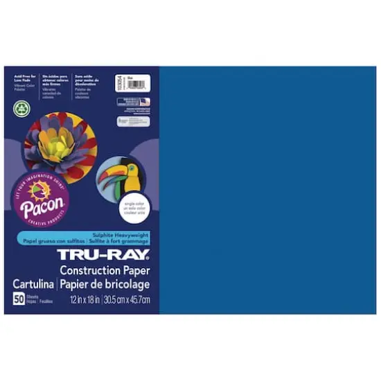 Tru-Ray&reg; 12" x 18" Construction Paper, 50 Sheets Blue {1}