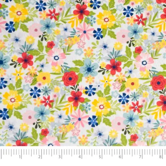 SINGER Patriotic White Floral Cotton Fabric {1}