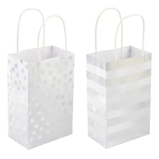 Silver Polka Dot & Stripe Gift Bag Value Pack by Celebrate It&trade; {1}