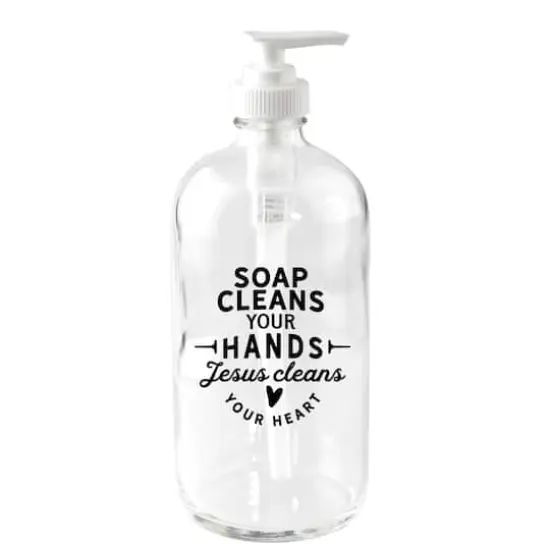 16oz. Soap Cleans Your Hands Glass Soap Dispenser {1}