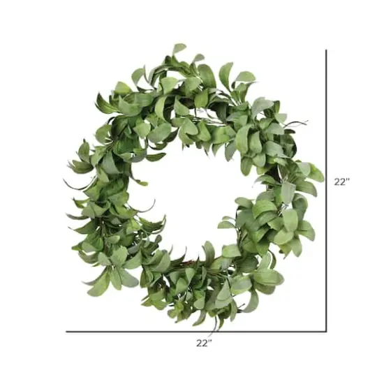 22" Green Lamb Ear Leaves Wreath {3}