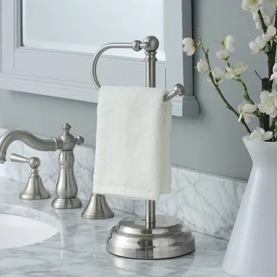 SunnyPoint 13.5" Satin Nickel Heavy Weight Decorative Metal Fingertip Towel Holder Stand {5}