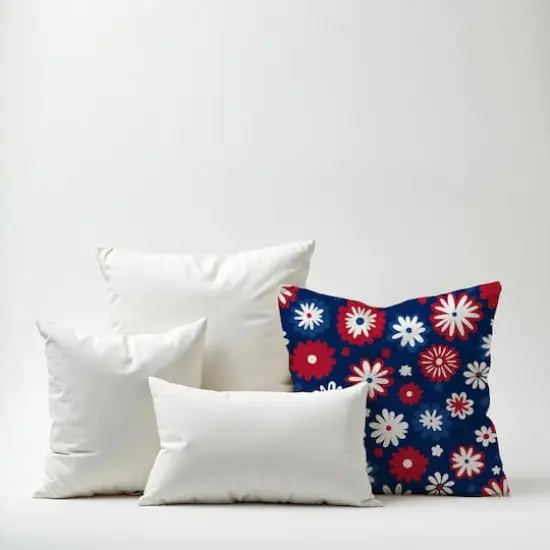 18" Patriotic Flower Doodle Indoor Outdoor Pillow {3}