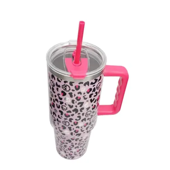 40oz. Pink Skull Leopard Stainless Steel Insulated Tumbler by Ashland&reg; {5}