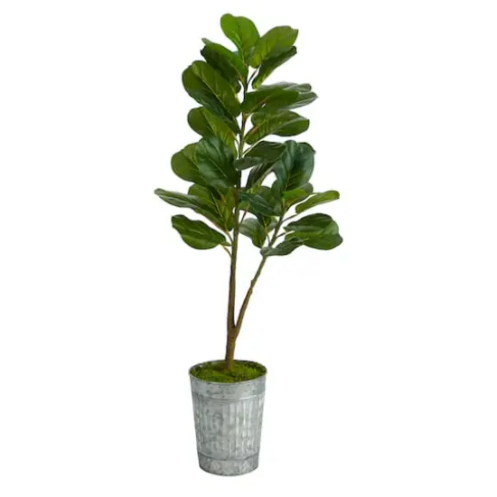 4ft. Fiddle Leaf Fig Tree in Metal Planter {1}