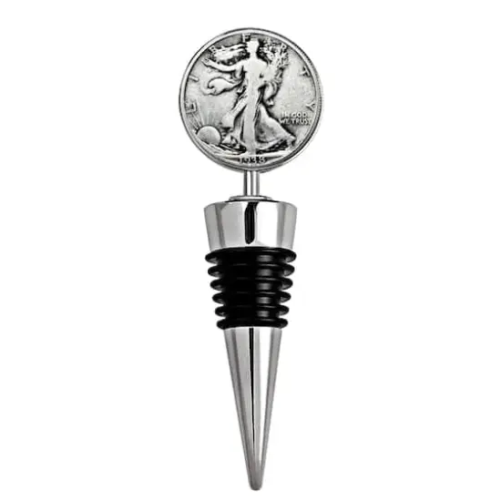 Silver Walking Liberty Half Dollar Coin Wine Stopper {1}