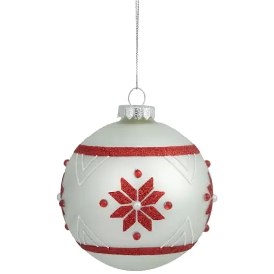 4" Glittered Snowflake Glass Ball Ornament {1}