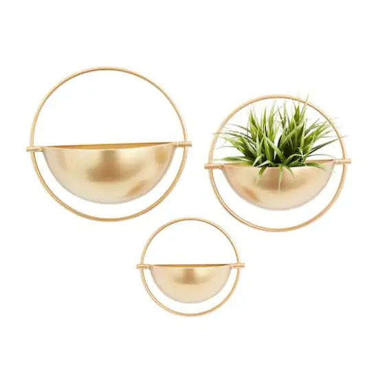 Set of 3 Gold Iron Contemporary Planter, 15",13", 10"  {1}