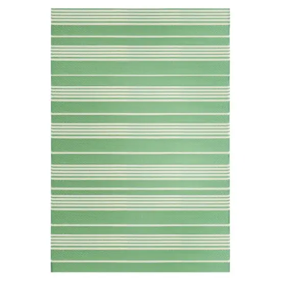 Green & White Striped Outdoor Area Rug, 4ft. x 6ft. {1}