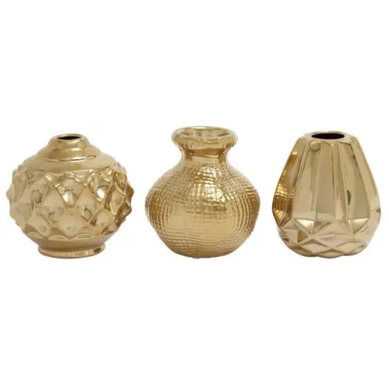 CosmoLiving by Cosmopolitan Gold Stoneware Glam Vase Set {1}