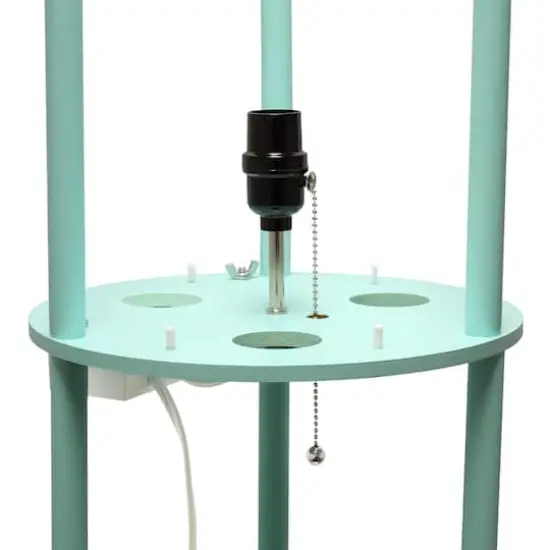 Simple Designs&trade; 62.5" Round Floor Lamp with 2 USB Ports and 1 Outlet Aqua {12}