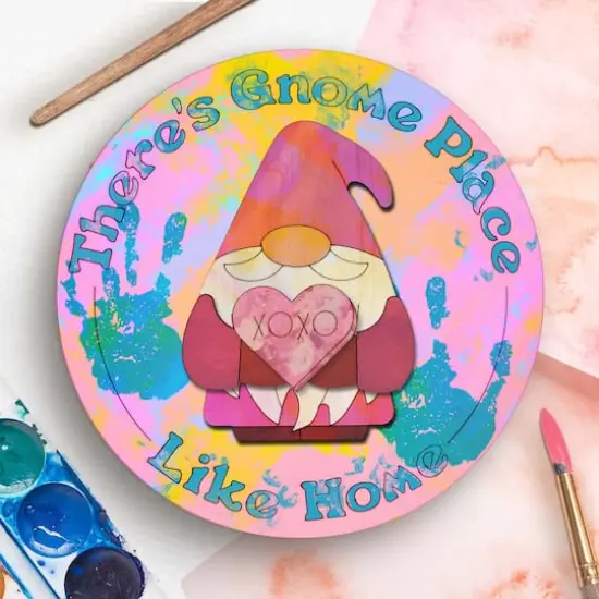 Leisure Arts® There's Gnome Place Like Home Seasonal Layered Wood Sign Kit {8}