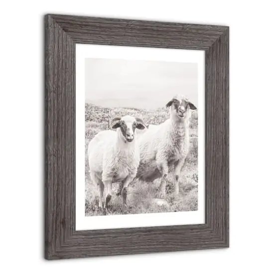 Sheep on Hill Western Framed Print Gray {3}
