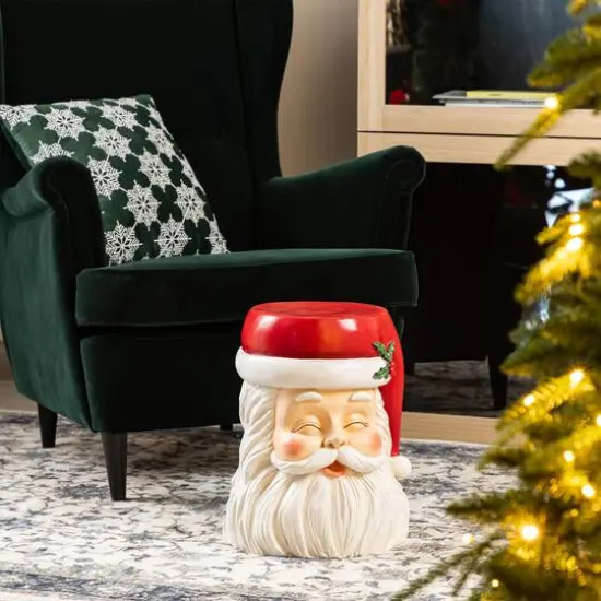 Glitzhome&reg; 16"H Christmas MGO Santa Stool or Accent Table {6}