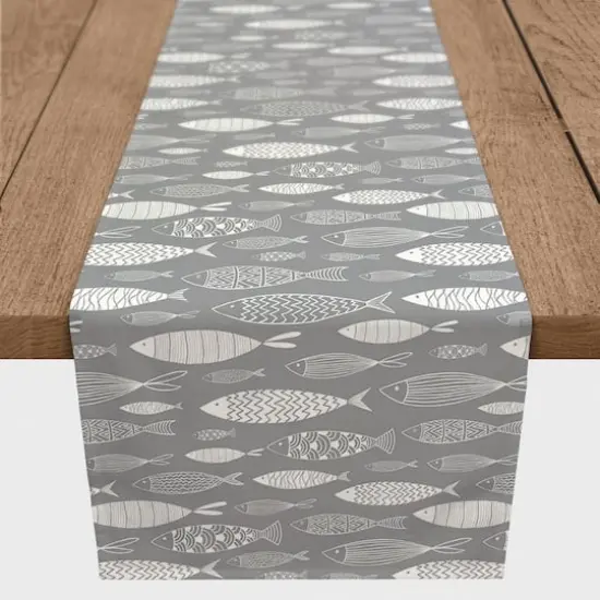 Fish Table Runner Gray {4}