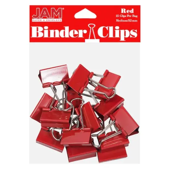 JAM Paper 1.25" Binder Clips, 15ct. Red {1}