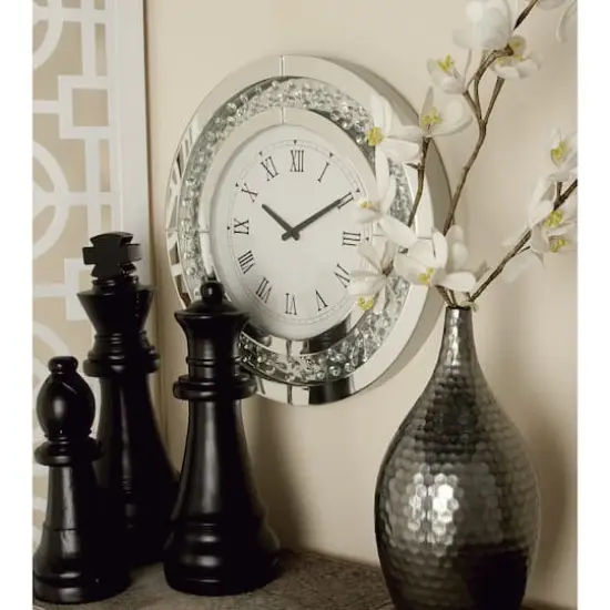 20" White Wood Glam Wall Clock {8}